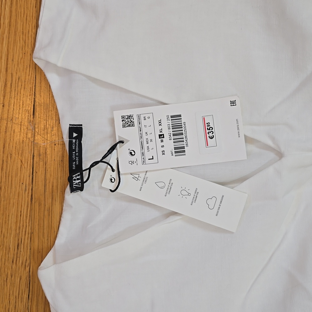 NWT, Zara, White Poplin Puff Sleeve Ruched Maxi Dress, Women's L - Picture 4 of 14